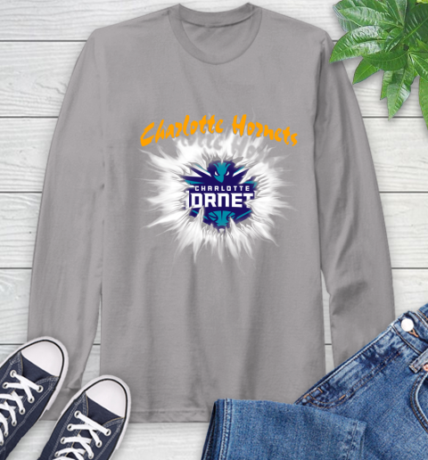 Charlotte Hornets NBA Basketball Rip Sports Long Sleeve T-Shirt 6