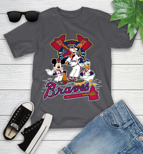 MLB Atlanta Braves Mickey Mouse Donald Duck Goofy Baseball T Shirt Youth T-Shirt 6