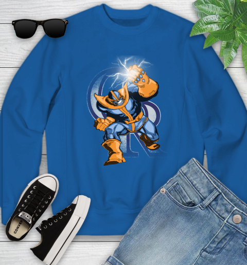 Colorado Rockies MLB Baseball Thanos Avengers Infinity War Marvel Youth Sweatshirt 7