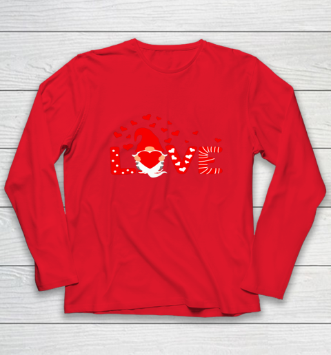 Valentine's Day LOVE Gnomies Holding Red Heart Valentine Long Sleeve T-Shirt 7