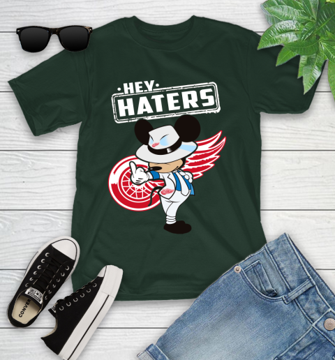 NHL Hey Haters Mickey Hockey Sports Detroit Red Wings Youth T-Shirt 5