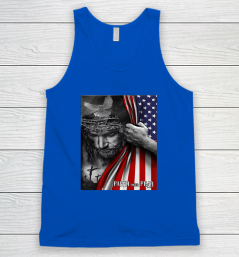 Faith Over Fear God Jesus Christian Flag 4th Of July Tank Top 3