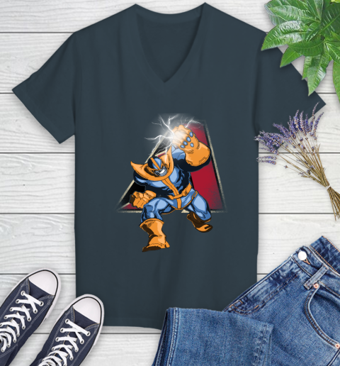 Arizona Diamondbacks MLB Baseball Thanos Avengers Infinity War Marvel Women's V-Neck T-Shirt 8