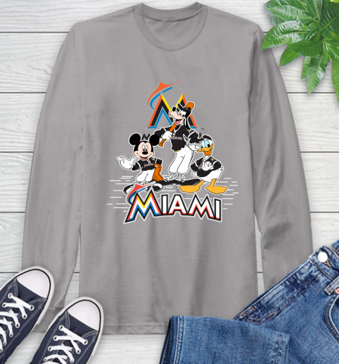 MLB Miami Marlins Mickey Mouse Donald Duck Goofy Baseball T Shirt Long Sleeve T-Shirt 7 MLB Miami Marlins Mickey Mouse Donald Duck Goofy Baseball T Shirt Long Sleeve T-Shirt - Image 7