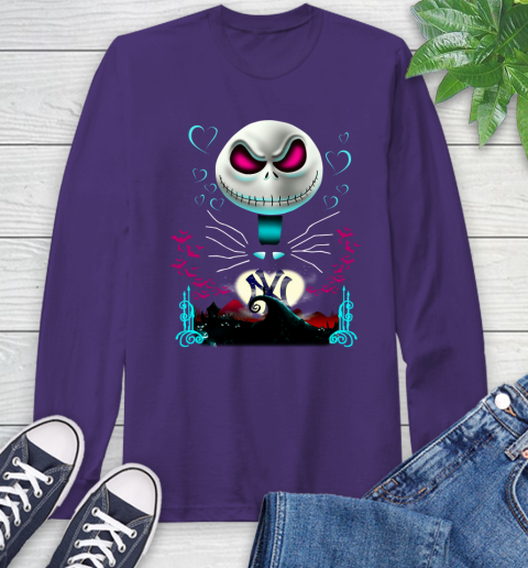 MLB New York Yankees Jack Skellington Sally The Nightmare Before Christmas Baseball Long Sleeve T-Shirt 5