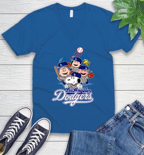 MLB Los Angeles Dodgers Snoopy Charlie Brown Woodstock The Peanuts Movie Baseball T Shirt_000 V-Neck T-Shirt 5