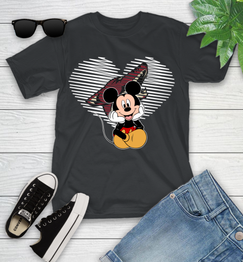 NHL Arizona Coyotes The Heart Mickey Mouse Disney Hockey Youth T-Shirt