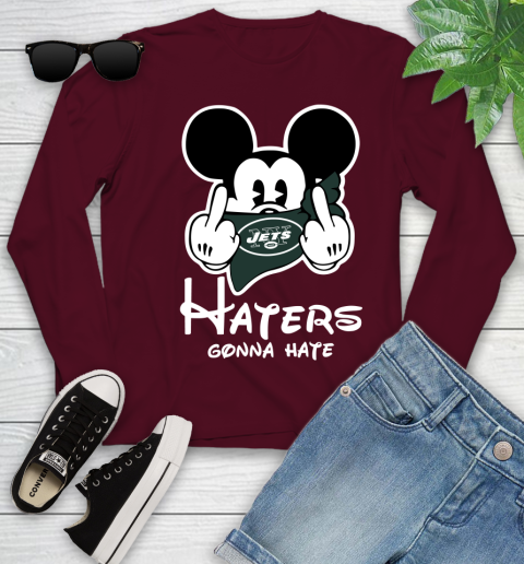 NFL New York Jets Haters Gonna Hate Mickey Mouse Disney Football T Shirt Youth Long Sleeve 6