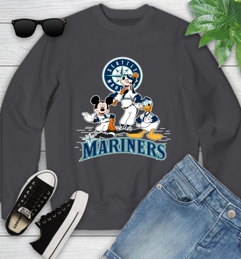 MLB Seattle Mariners Mickey Mouse Donald Duck Goofy Baseball T Shirt Youth Sweatshirt 5