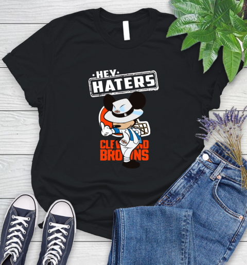 NFL Hey Haters Mickey Football Sports Cleveland Browns Women's T-Shirt