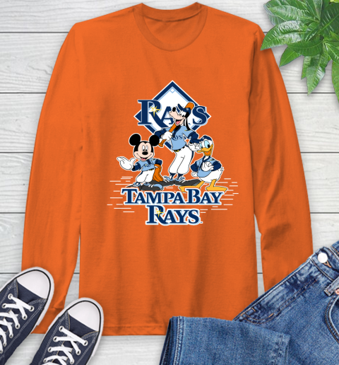 MLB Tampa Bay Rays Mickey Mouse Donald Duck Goofy Baseball T Shirt Long Sleeve T-Shirt 4