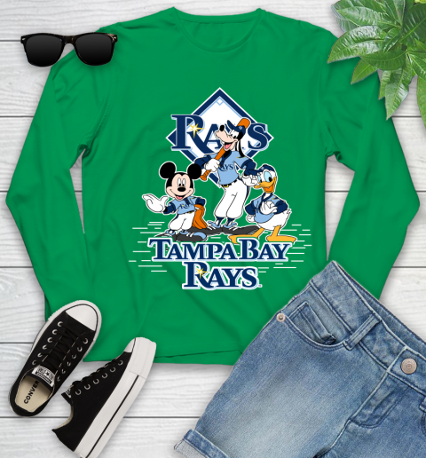 MLB Tampa Bay Rays Mickey Mouse Donald Duck Goofy Baseball T Shirt Youth Long Sleeve 7
