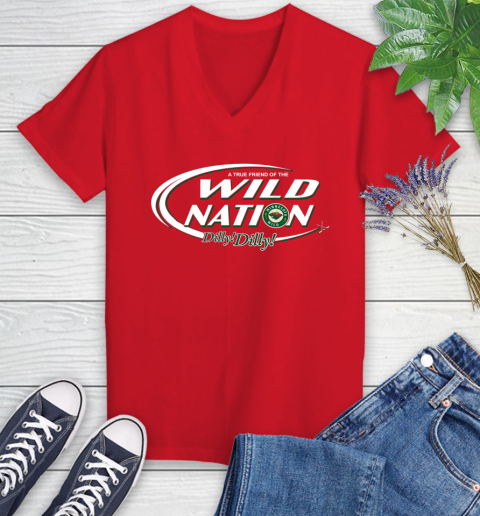 NHL A True Friend Of The Minnesota Wild Dilly Dilly Hockey Sports Women's V-Neck T-Shirt 11
