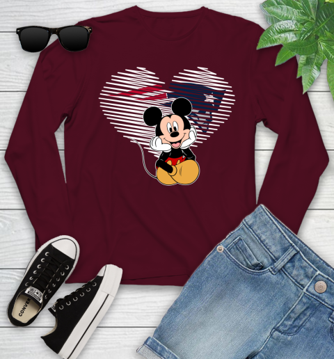 NFL New England Patriots The Heart Mickey Mouse Disney Football T Shirt_000 Youth Long Sleeve 7 NFL New England Patriots The Heart Mickey Mouse Disney Football T Shirt_000 Youth Long Sleeve - Image 7