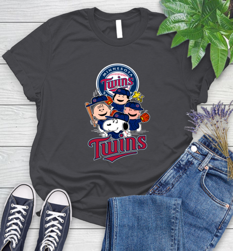 MLB Minnesota Twins Snoopy Charlie Brown Woodstock The Peanuts Movie Baseball T Shirt_000 Women's T-Shirt 8