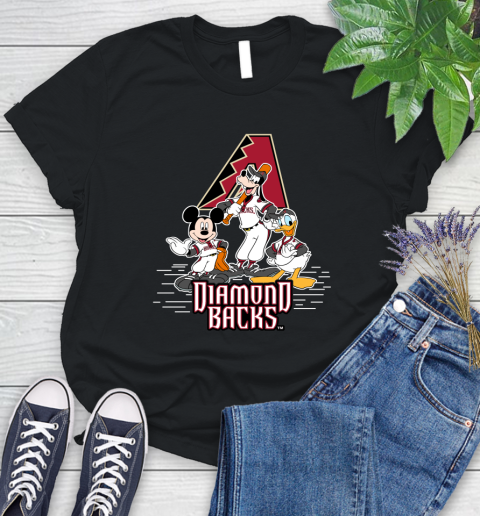 MLB Arizona Diamondbacks Mickey Mouse Donald Duck Goofy Baseball T Shirt Women's T-Shirt