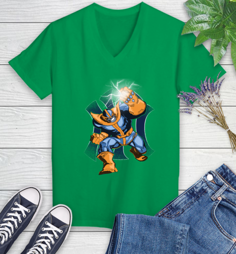 New York Yankees MLB Baseball Thanos Avengers Infinity War Marvel Women's V-Neck T-Shirt 5
