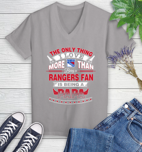 NHL The Only Thing I Love More Than Being A New York Rangers Fan Is Being A Papa Hockey Women's V-Neck T-Shirt 4