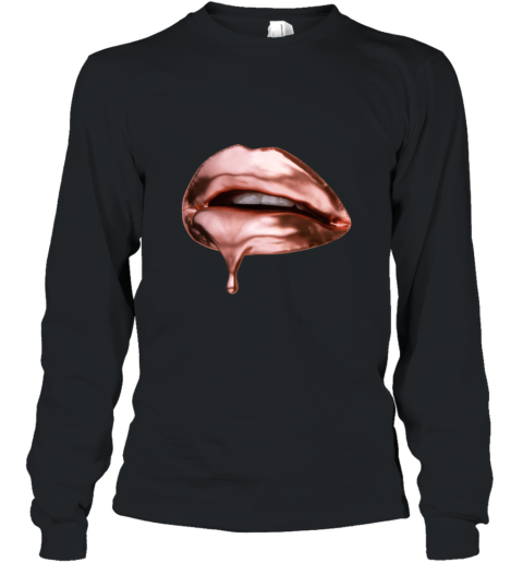 Ask Me About My Lipstick T Shirt  Rose Gold Lips Long Sleeve
