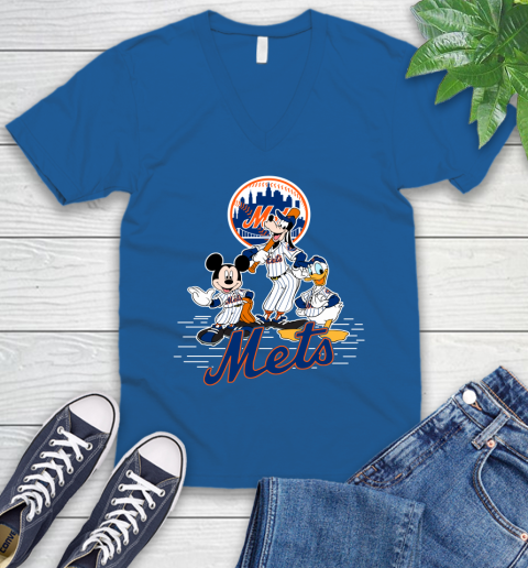 MLB New York Mets Mickey Mouse Donald Duck Goofy Baseball T Shirt V-Neck T-Shirt 5