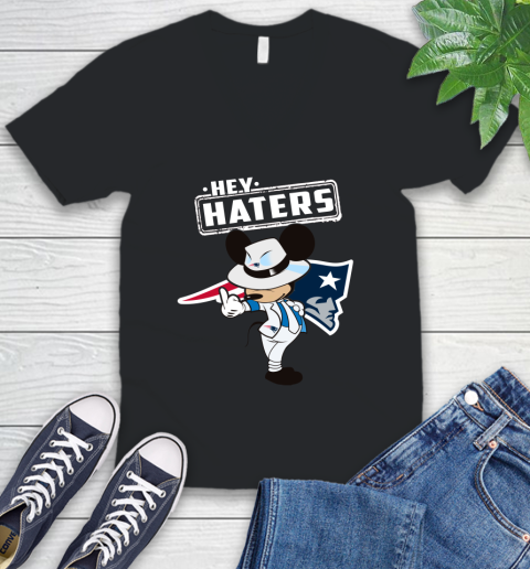 NFL Hey Haters Mickey Football Sports New England Patriots V-Neck T-Shirt