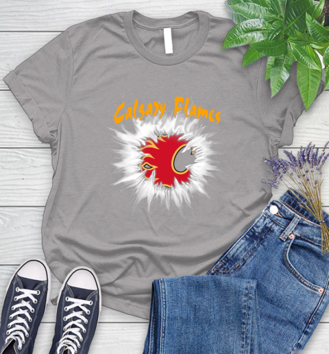 Calgary Flames NHL Hockey Adoring Fan Rip Sports Women's T-Shirt 5