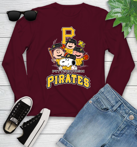 MLB Pittsburgh Pirates Snoopy Charlie Brown Woodstock The Peanuts Movie Baseball T Shirt_000 Youth Long Sleeve 6