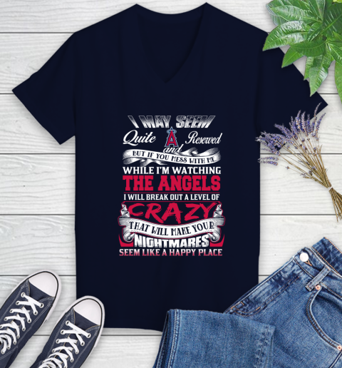 Los Angeles Angels MLB Baseball Don't Mess With Me While I'm Watching My Team Women's V-Neck T-Shirt 2