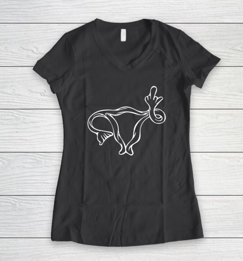 Middle Finger Uterus Women's V-Neck T-Shirt 4