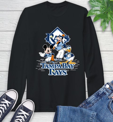MLB Tampa Bay Rays Mickey Mouse Donald Duck Goofy Baseball T Shirt Long Sleeve T-Shirt