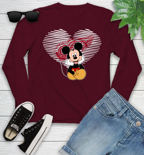 NHL Detroit Red Wings The Heart Mickey Mouse Disney Hockey Youth Long Sleeve 6