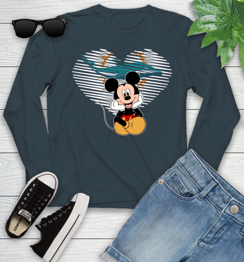 NFL Miami Dolphins The Heart Mickey Mouse Disney Football T Shirt_000 Youth Long Sleeve 9