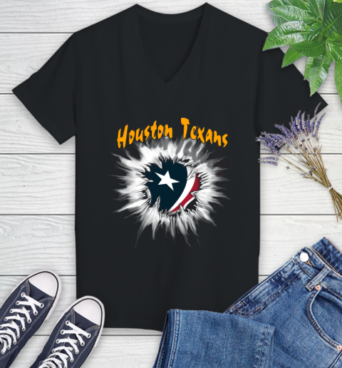Houston Texans NFL Football Adoring Fan Rip Sports Women's V-Neck T-Shirt