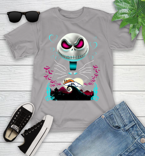 NFL Denver Broncos Jack Skellington Sally The Nightmare Before Christmas Football Youth T-Shirt 4