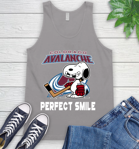 NHL Colorado Avalanche Snoopy Perfect Smile The Peanuts Movie Hockey T Shirt Tank Top 3