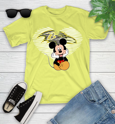 NFL Baltimore Ravens The Heart Mickey Mouse Disney Football T Shirt_000 Youth T-Shirt 10