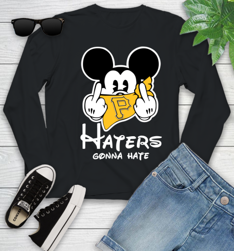 MLB Pittsburgh Pirates Haters Gonna Hate Mickey Mouse Disney Baseball T Shirt_000 Youth Long Sleeve