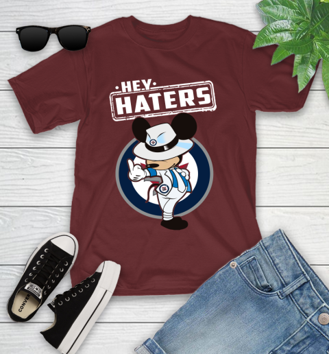 NHL Hey Haters Mickey Hockey Sports Winnipeg Jets Youth T-Shirt 14