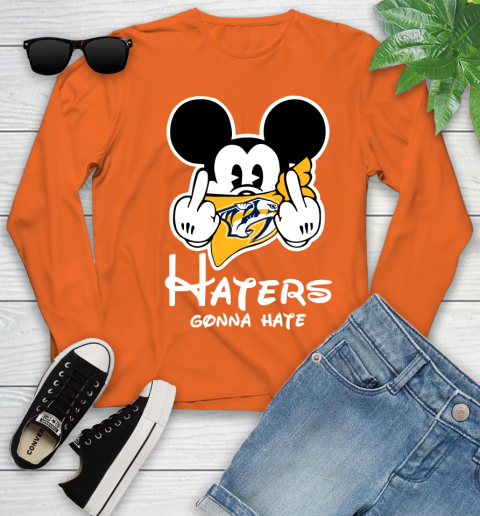 NHL New Jersey Devils Haters Gonna Hate Mickey Mouse Disney Hockey T Shirt Youth Long Sleeve 3