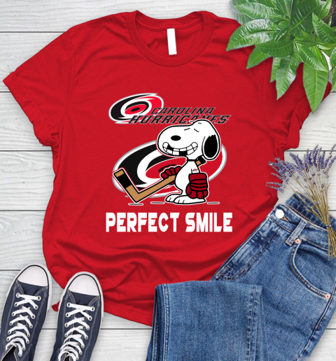 NHL Carolina Hurricanes Snoopy Perfect Smile The Peanuts Movie Hockey T Shirt Women's T-Shirt 13