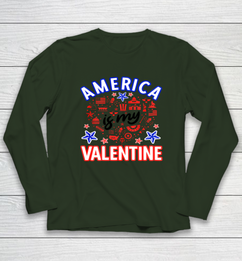 America is My Valentine Proud American Heart USA Long Sleeve T-Shirt 3