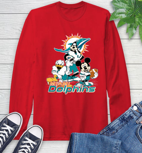 NFL Miami Dolphins Mickey Mouse Donald Duck Goofy Football Shirt Long Sleeve T-Shirt 11