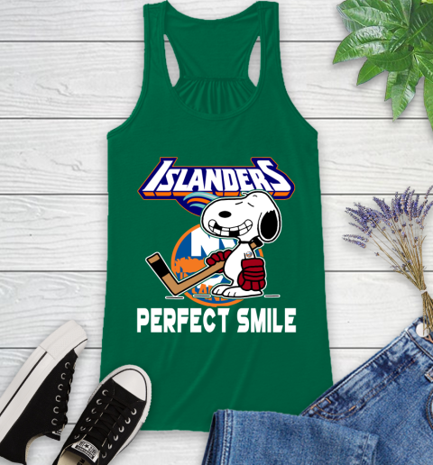 NHL New York Islanders Snoopy Perfect Smile The Peanuts Movie Hockey T Shirt Racerback Tank 6
