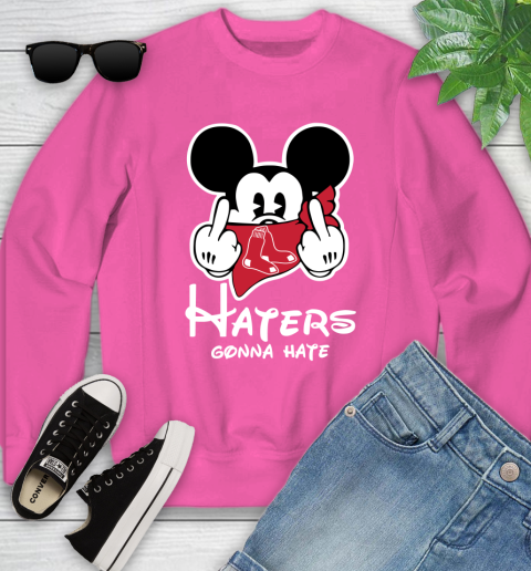 MLB Boston Red Sox Haters Gonna Hate Mickey Mouse Disney Baseball T Shirt_000 Youth Sweatshirt 6