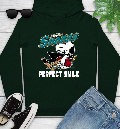 NHL San Jose Sharks Snoopy Perfect Smile The Peanuts Movie Hockey T Shirt Youth Hoodie 14