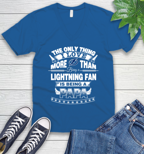 NHL The Only Thing I Love More Than Being A Tampa Bay Lightning Fan Is Being A Papa Hockey V-Neck T-Shirt 5