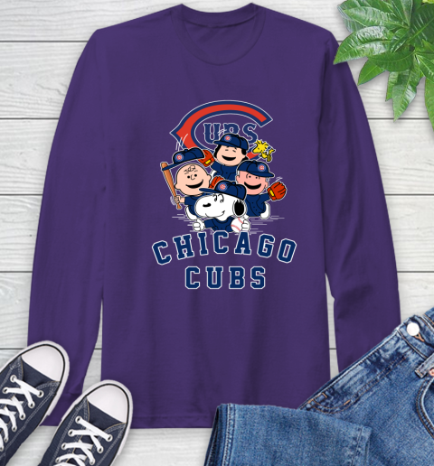 MLB Chicago Cubs Snoopy Charlie Brown Woodstock The Peanuts Movie Baseball T Shirt Long Sleeve T-Shirt 5