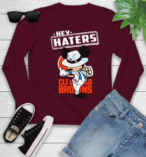 NFL Hey Haters Mickey Football Sports Cleveland Browns Youth Long Sleeve 6