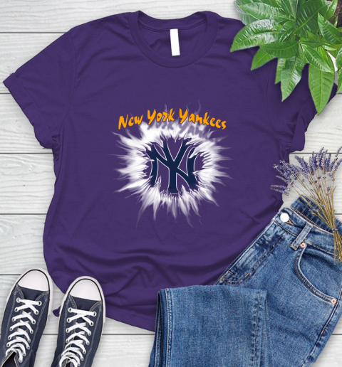 New York Yankees MLB Baseball Adoring Fan Rip Sports Women's T-Shirt 4