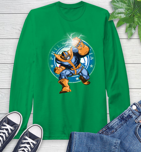 Philadelphia 76ers NBA Basketball Thanos Avengers Infinity War Marvel Long Sleeve T-Shirt 8